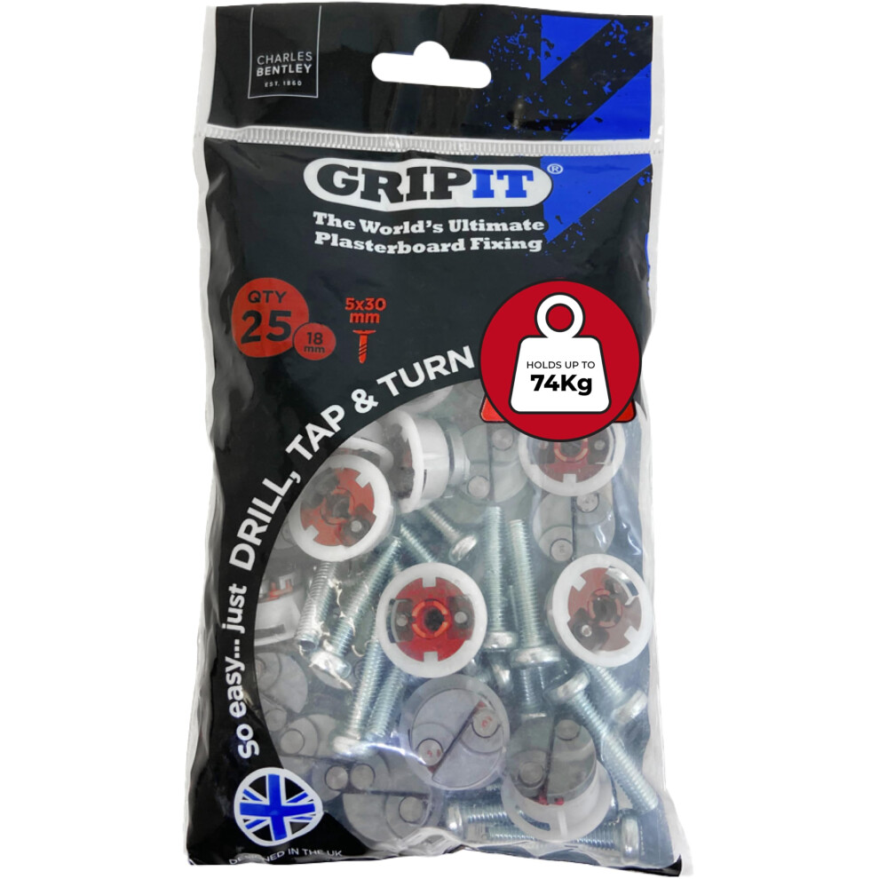 Gripit Red Plasterboard Fixings - Heavy Duty Plasterboard Fixings For Drywall & 5007223367045