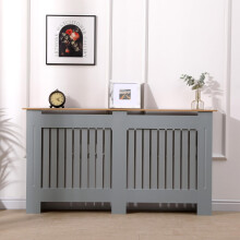 AVC Designs Extra Large Radiator Cover Modern Design Vertical Slats Grey/Oak…