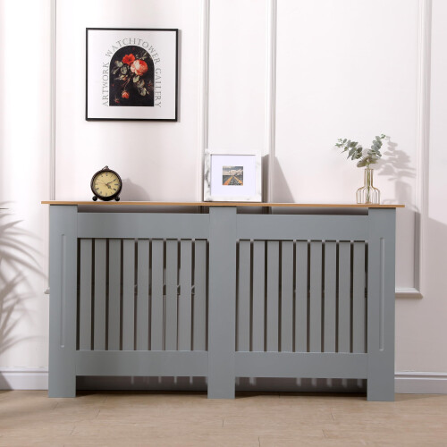 AVC Designs Extra Large Radiator Cover Modern Design Vertical Slats Grey/Oak…