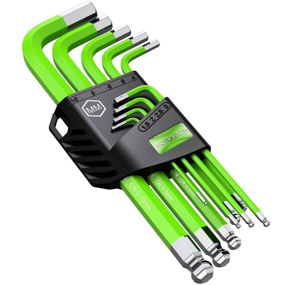 Vorxeon 9Pcs Allen Wrench Hex Key Set 1.5Mm-10Mm, Metric Long Ball End Allen Key 5002472211132
