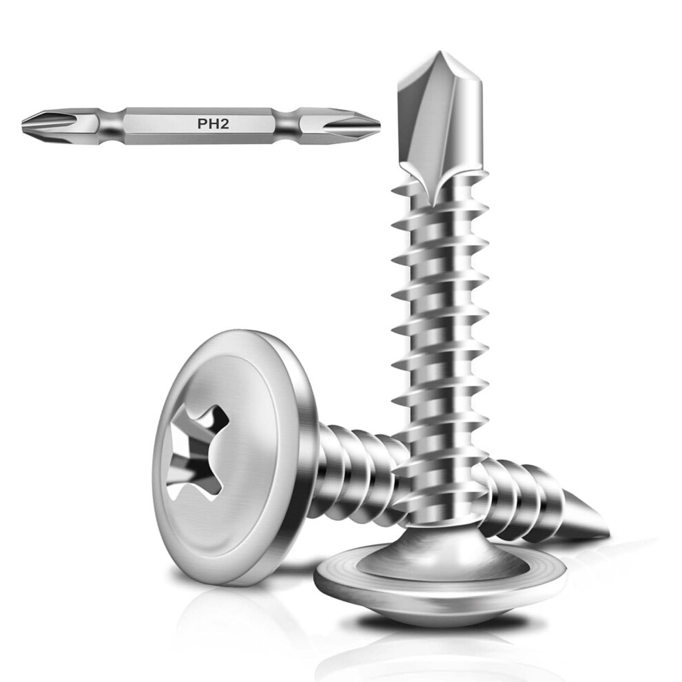 Wavanta 50Pcs Self Tapping Screws For Metal, M4.2 X 16Mm Truss Head Self Drilling Screws, 410 Stainless Steel Sheet Metal Screw, High-Strength Quick 5001348822809