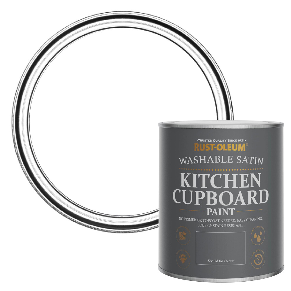 Rust-Oleum White Scrubbable Kitchen Cupboard Paint In Satin Finish - Cotton (White) 750Ml