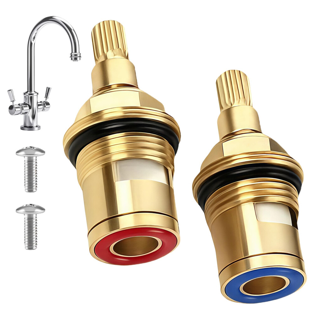 Mixer Tap Cartridge Replacement 1/4 Turn, 20ÂSpline Brass & Ceramic Disc Tap Valve With Washers For Mixer Taps, Glands Seals Repair Kit For Bathroom 5002282786424