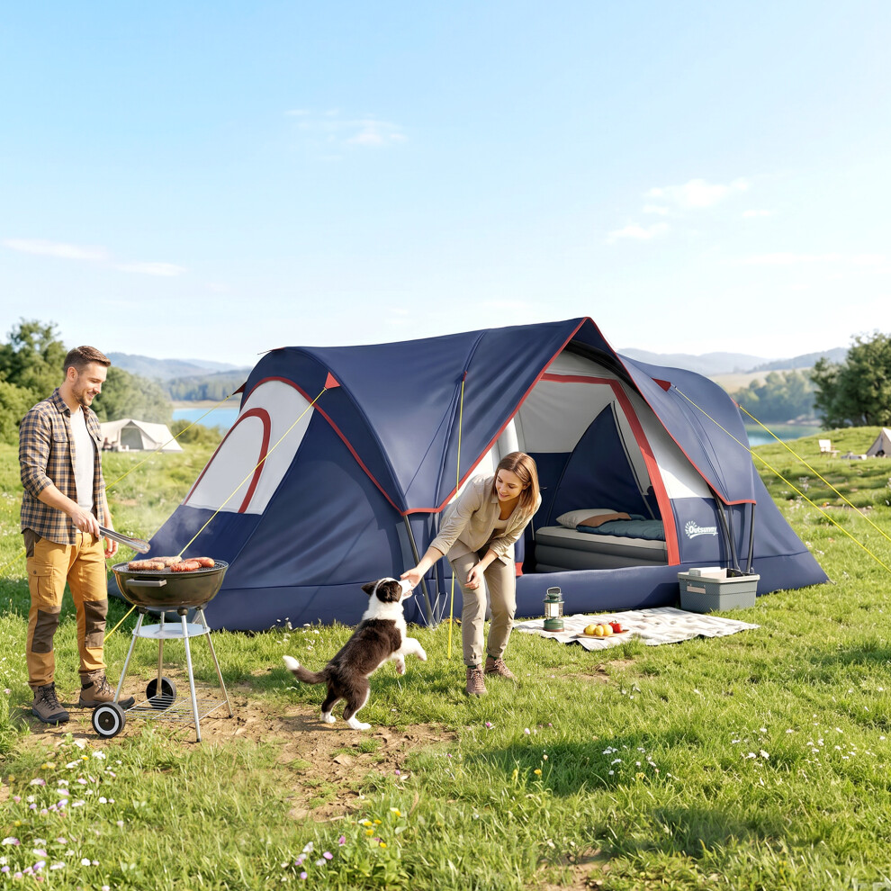 Outsunny 5-6 Man Camping Tent, Water Resistant Hiking Shelter