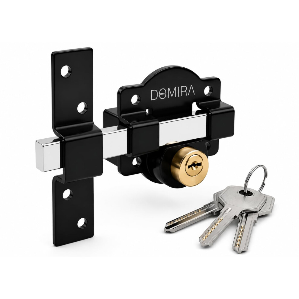 Both Side Door Lock 50Mm & 70Mm Long Throw Gate Lock Â Heavy Duty Rim For Wooden Garden Gates, Sheds & Doors Â Double-Sided Key Lockable Â Stain 5004325530858