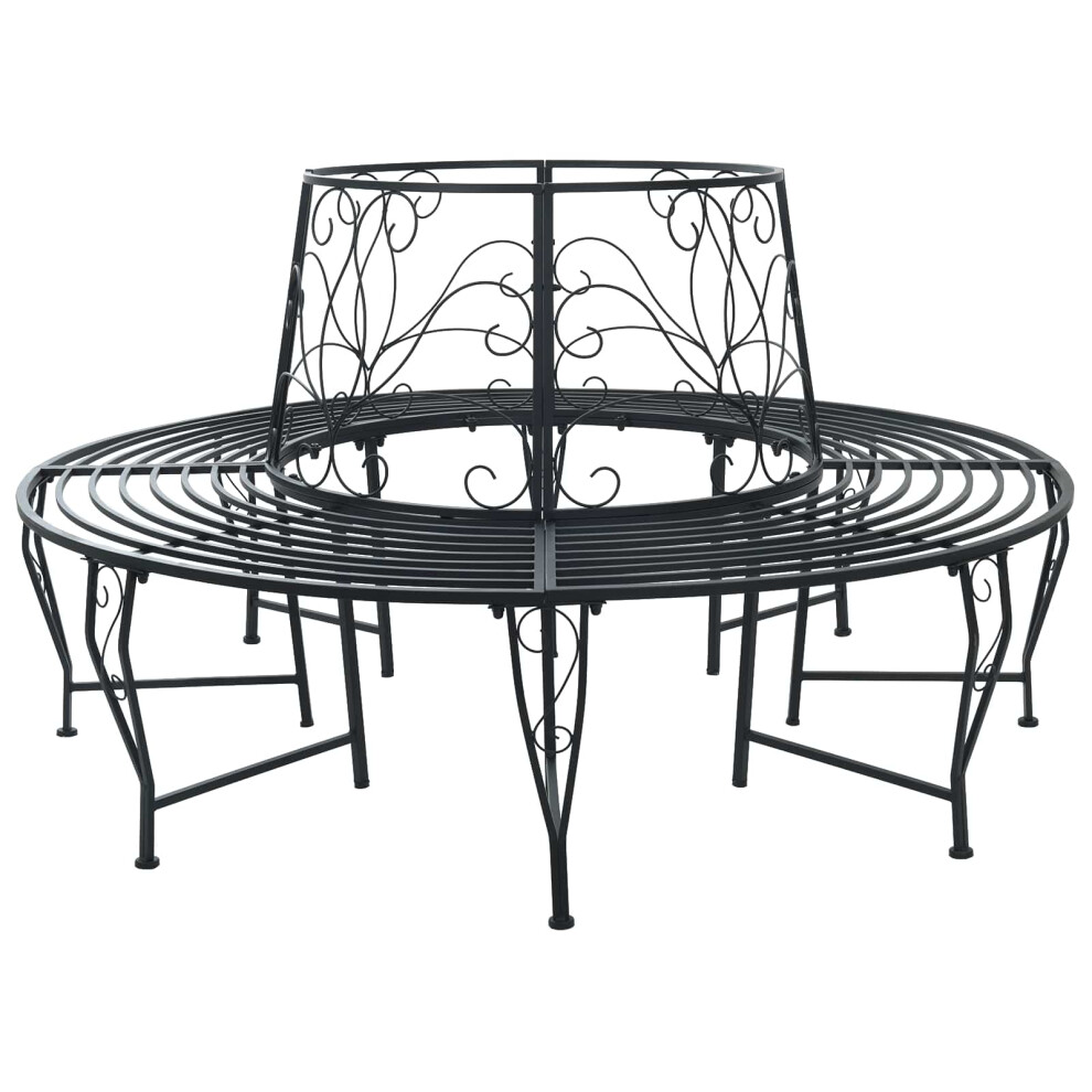 Vidaxl Tree Bench 8-Seater Ø 160 X 89 Cm Steel Black Round