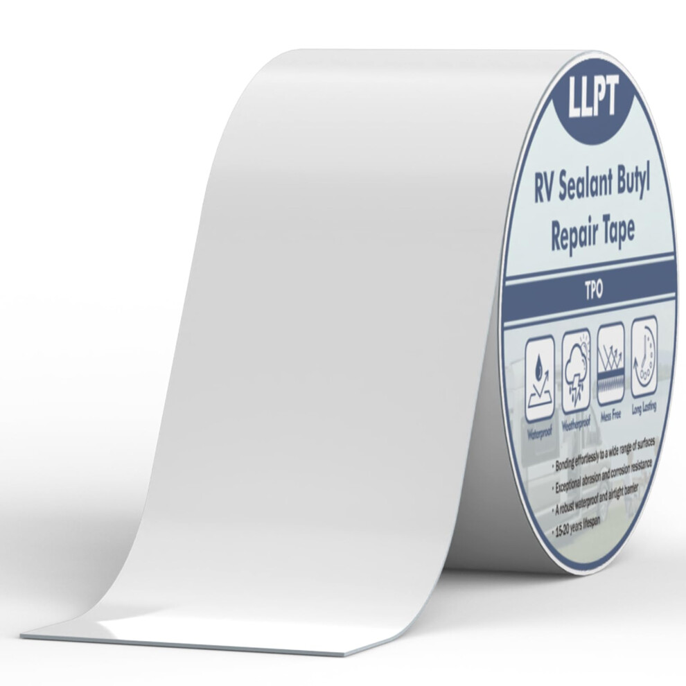 Llpt Butyl Tape/Roof Sealant | 101 Mm X 15 M | White | Uv Stable Rv Sealant Repair Tape | Extreme Durable Waterproof Airtight | For Window Rv Repair 5009728569054