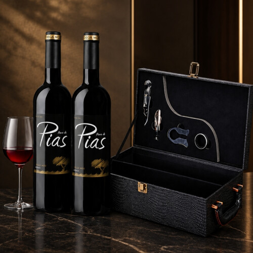 Father's Day Luxury  2 Red Wines & Leather Case