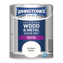 Johnstone’s - Quick Dry & Nondrip Satin Paint for Wood & Metal - Antique White | Interior & Exterior | Self-Undercoating, Low Odour, Water-Based, Dr