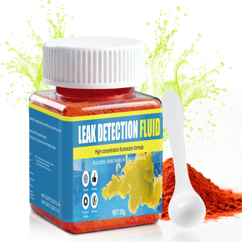Drain Dye, Leak Detection Dye, Drain Tracing Dyes Fluorescein, Highly Concentrated Water Dyes For Plumbing And Leak Detection, 30G 5003203370968