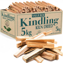 5kg Kiln Dried Kindling Wood - 5KG Bumper Box Pack of Natural Firelighters For Woodburning Stove, Log Burner, Open Fire Pit, Camping BBQ Pizza Oven.