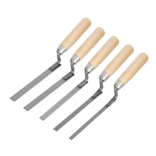 Luckwaii 5 Pcs Pointing Trowel Set 6 8 10 12 14 mm Stainless Steel Finger Trowel Stiff Tuck Repointing Tool with Wooden Handle for DIY & Bricklayer B