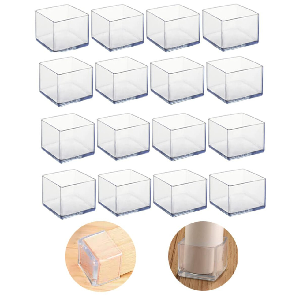 16Pcs Square 20X20mm Silicone Chair Leg Floor Protectors, Chair Leg Caps, Furniture Foot Protectors, Free Moving Table Leg Covers, Stool Leg Caps To 5002889790398