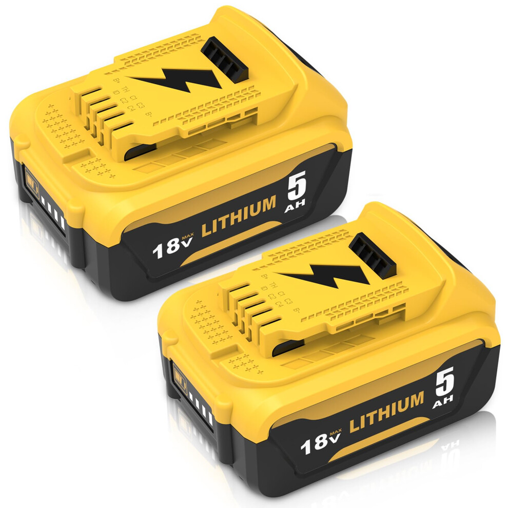Dosctt 2Packs Compatible For Dewalt Battery 18V 5Ah Dcb184 Dcb182 Dcb181 Dcb180 Dcb201 Dcb200 Dcb204 With Led Indicator 5007626060840