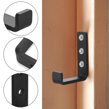 Qeapug 2 Pcs Heavy Duty Wall Hooks, J Shape, Carbon Steel, Black, 70kg Capacity Each, Garage, Tools, Modern, Minimalist