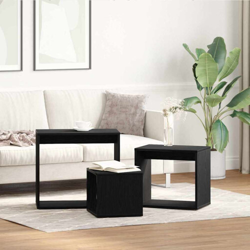 VidaXL vidaXL Nesting Table 3 pcs Black Oak Engineered Wood