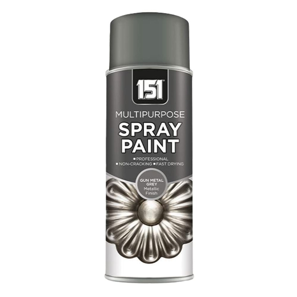 Unknown1 151 Multipurpose Gun Metal Grey Metallic Spray Paint | Multi-Surface | Premium Finish | For Metal, Wood, Glass Etc - 400Ml (Pack Of 1) 5001062530561