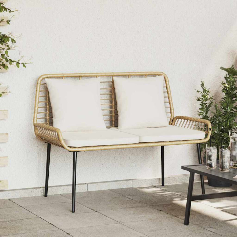 Vidaxl Garden Bench Brown And Cream Poly Rattan