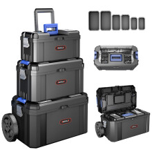 3 IN 1 Rolling Tool Box on Wheels, Modular Stackable Tool Box Storage System,Top Small Parts Organizer Design, Removable Parts Tray, for Home,Profess
