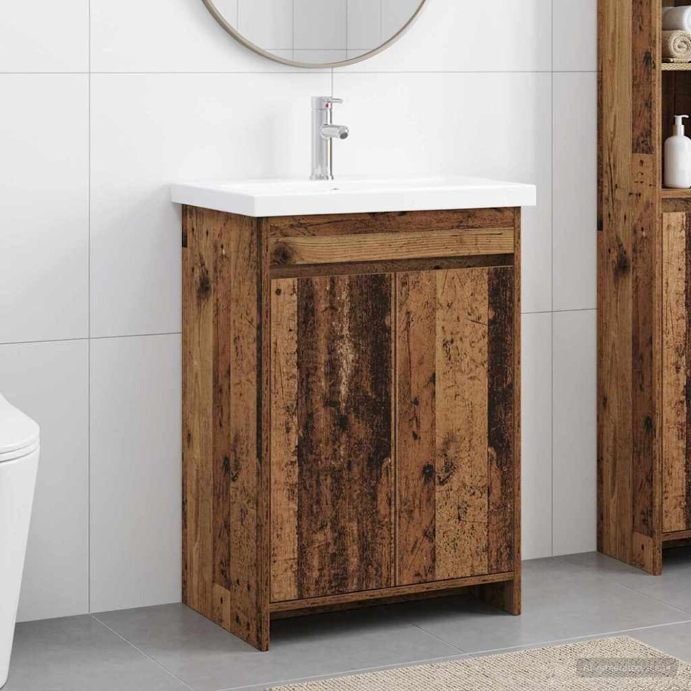 Vidaxl Bathroom Furniture Set Old Wood 81 X 40 X 84.5 Cm