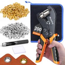 Preciva 10mm Grommet Tool Kit with Bag,3/8Inch Eyelets Punch Kit with 200pcs Grommets(Gold&Sliver),for Fabric,Tarps,Leather,Vinyl,Tents,Canvas