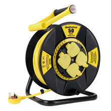 50M Extension Outdoor or Indoor Lead IP44 Rated, 4 Socket Extension Reel, Heavy Duty Extension Cable, Thermal Cut Out, UK Outdoor Plug, Dust-Proof Ex