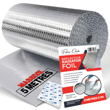 Radiator Foil Reflector Roll 5 Metre x 1M - Heat Reflective Insulation Roll Foil Sheet Backing - Thermal Bubble Wrap Energy Saving Radiator Heat Refl