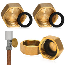 4 Pcs Brass End Cap, Internal Thread Spigot with Washers 1/2" Blanking Nut, Plumbing Fittings for Washing Machine Radiator Valve Faucets Tap, Central