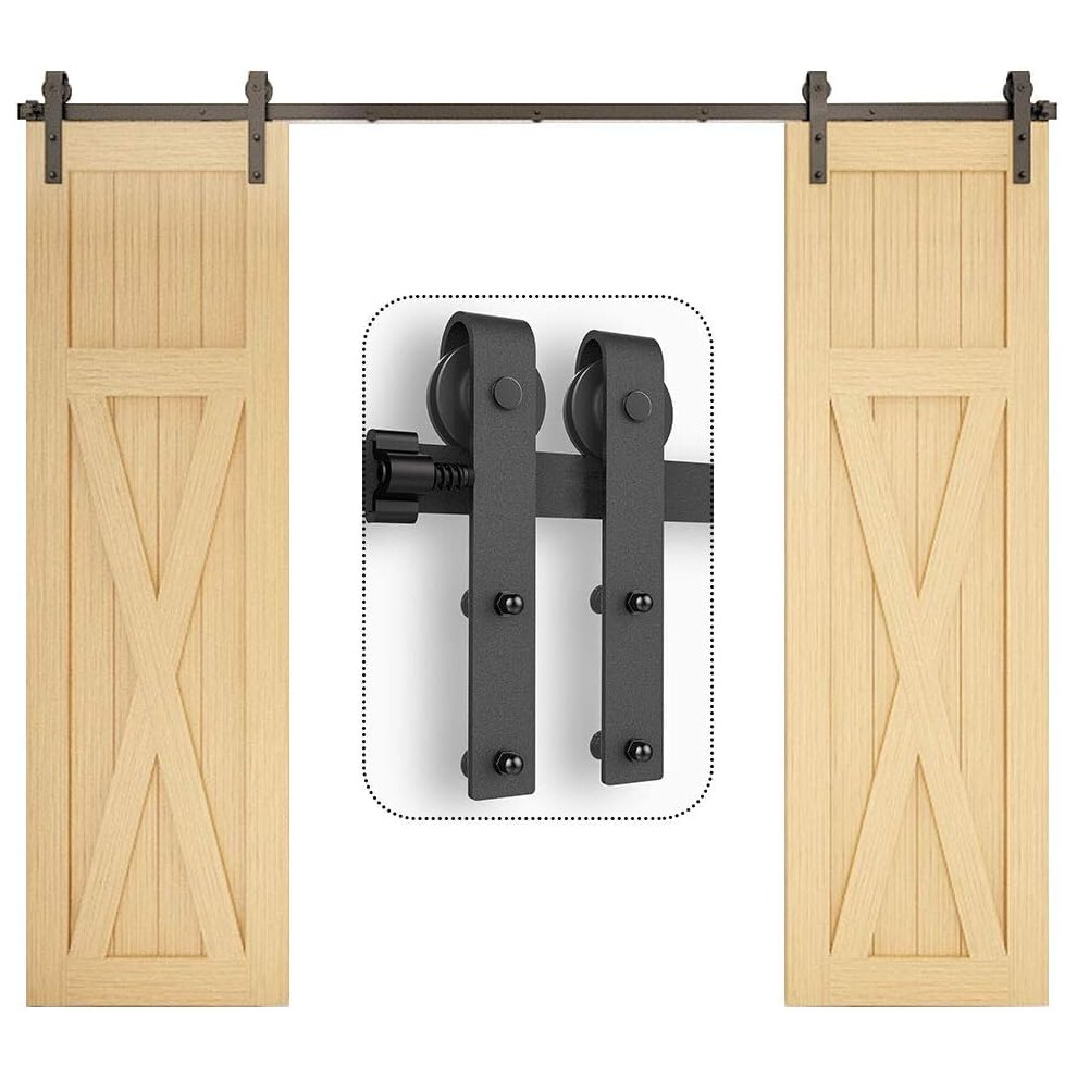 Tsmst 244Cm/8Ft Sliding Barn Door Hardware Kit Track Roller Closet Accessory For Double Door 5051227949967