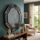 Decagonal Wall Mirror Black Plastic Framed 61x57Cm 2