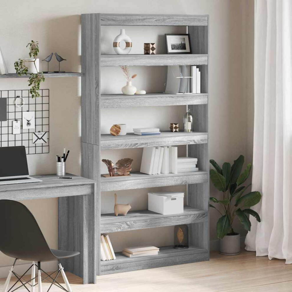 Vidaxl Book Cabinet Grey Sonoma 100 X 30 X 198 Cm Engineered Wood
