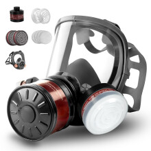 Full Face Gas Mask - Gas Masks Nuclear and Chemical Dust Mask with 40mm Activated Carbon Filter, Adjustable Resin Mask, Dual-Use Sanding Mask for Che