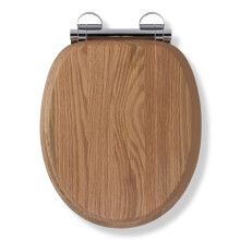 Croydex Rutland Flexi-Fix Soft Close Wooden Toilet Seat - Quick Release Button for Easy Cleaning, Adjustable Hinges with Top and Bottom Fixings, Anti