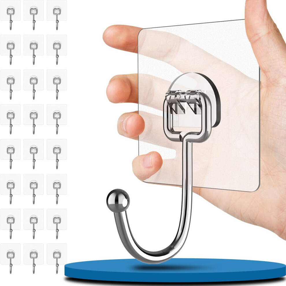 24 Pcs Self Adhesive Hooks Can Hold Up To 33 Lbs(Max.), Super Sticky Hooks Made Of 304 Stainless Steel WonâT Be Deformed, Wall Hooks Stick On Bathro 5002849997454