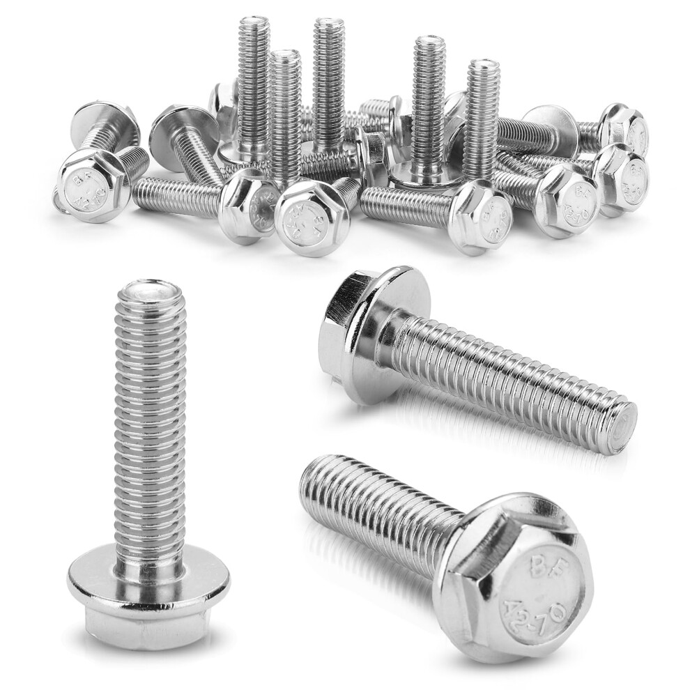 Txxatx 20 Pcs M6 Bolt M6x25mm Bolt 304 Stainless Steel Bolts Hex Screws Flanged Hex Head Bolts Anti-Loosening For Diy Machine Tools Households Furnit 5008225784816