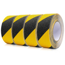 BOMEI PACK 4 Rolls Yellow Black Anti Slip Tape 50mm x 10m High Traction Strong G