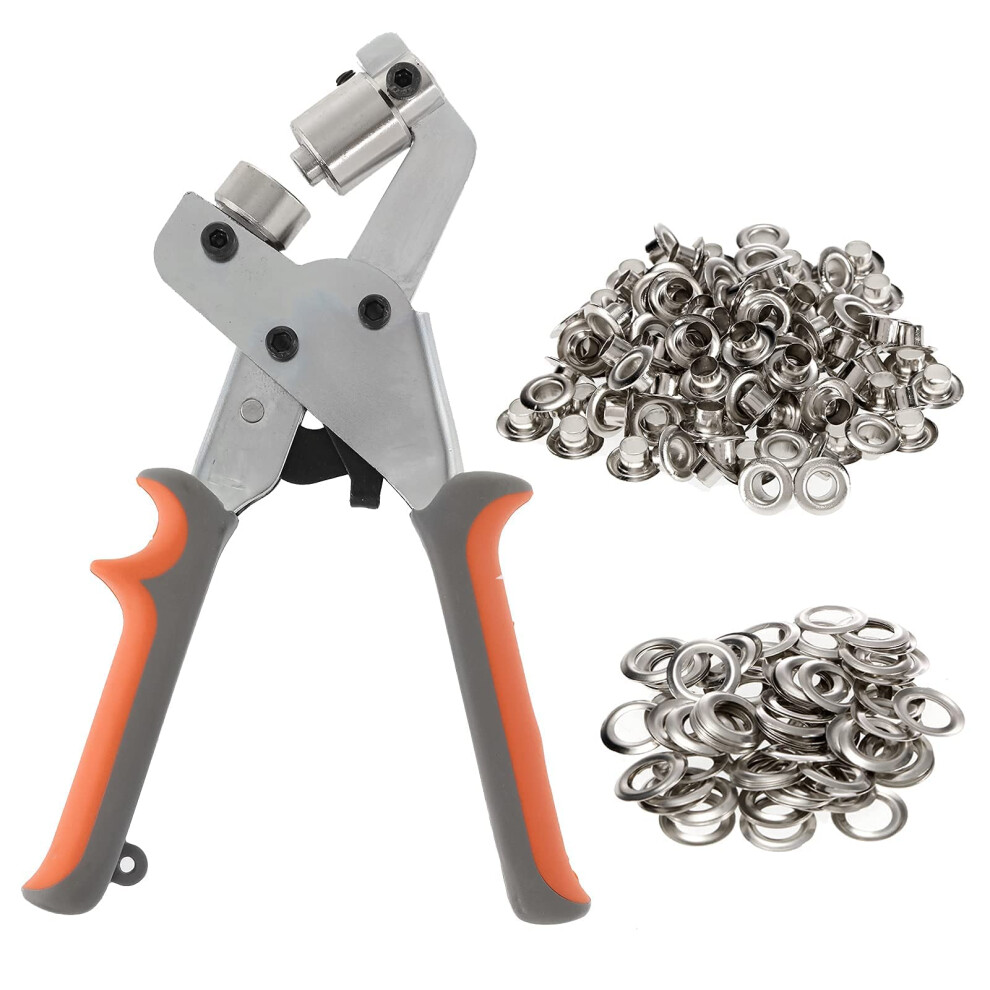 Dyna-Living Grommets Eyelet Punch Kit Punch Pliers Leather Hole Punch Handheld Grommets Punching Machine Press Tool With 500Pcs Silver Grommets Of 3/ 5001120771745