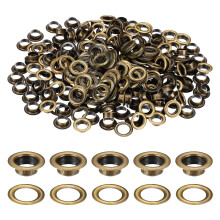 sourcing map 200 Sets Grommets Eyelets, 6mm Brass Self Backing Eyelets Metal Eyelet with Washers for Belts, Shoes, Clothes, Bead Cores, DIY Project,