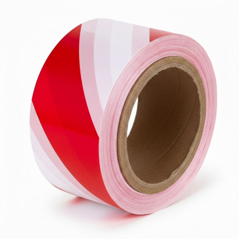 Berry Non-Adhesive Barrier Tape - Red & White | 100 Meter X 3 Inch Warning Tape Roll | Hazard Safety Tape For Marking Boundaries, Caution Zones, Cons 5003299482132