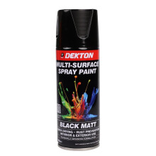 DEKTON Quick-Dry Aerosol Spray Paint, Interior And Exterior Usage – Black Matt for Metal, Wood, and Plastic |Rust Prevention|Ideal for Fixtures Furn