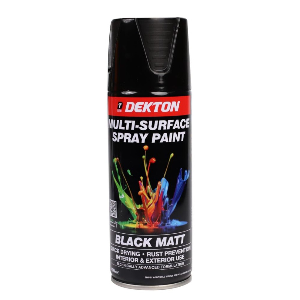 Dekton Quick-Dry Aerosol Spray Paint, Interior And Exterior Usage Â Black Matt For Metal, Wood, And Plastic |Rust Prevention|Ideal For Fixtures Furn 5004968999807