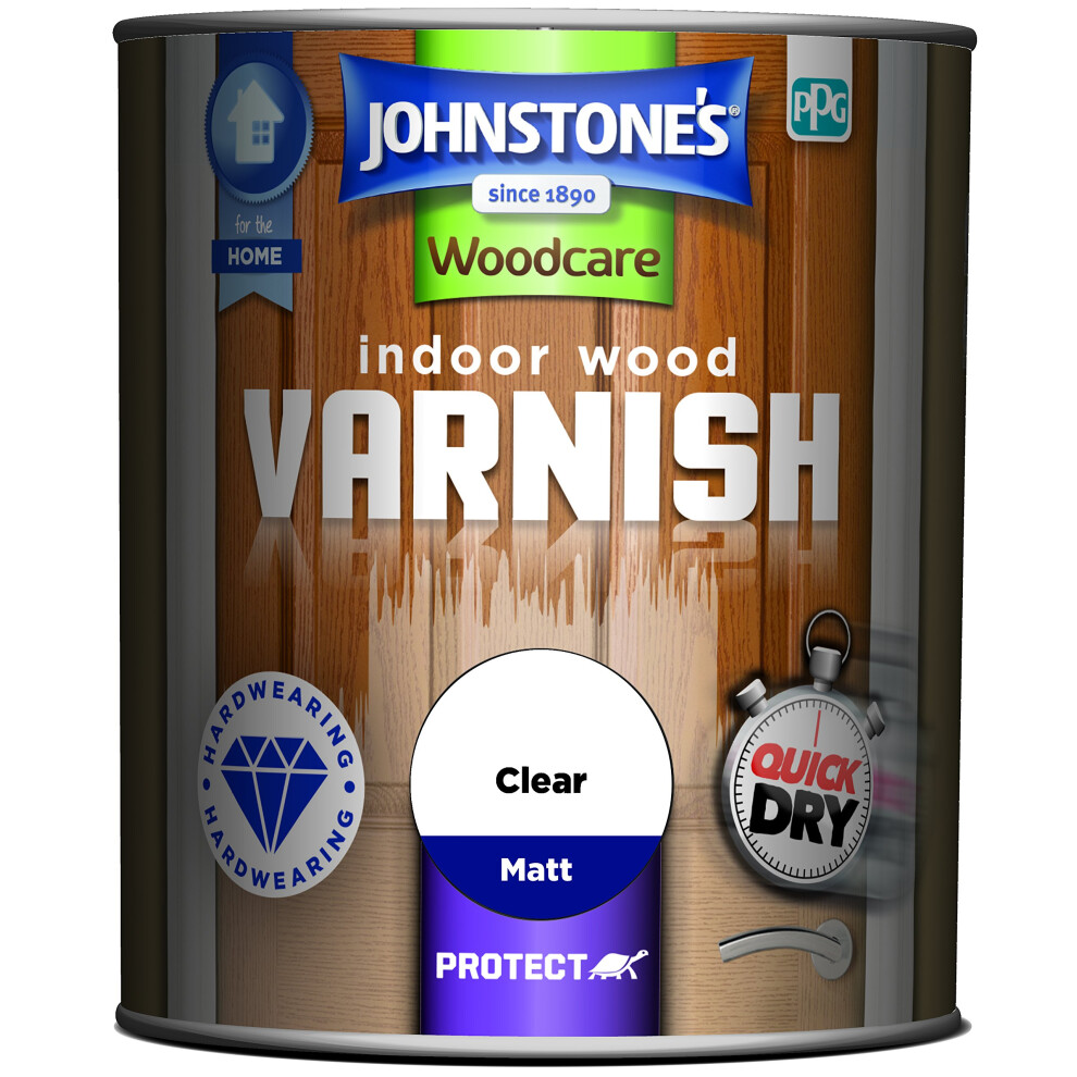 Johnstone's Woodcare Indoor Wood Varnish Matt - Clear 750Ml