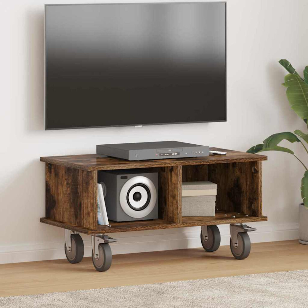 Vidaxl Tv Stand Smoked Oak 68.5 X 35 X 35 Cm Engineered Wood