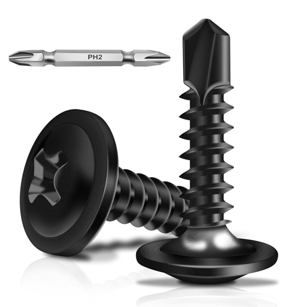 Wavanta 50Pcs Self Tapping Screws, M4.2 X 19Mm Wafer Head Self Drilling Screws For Metal, Stainless Steel Self Tapping Screw, Black Oxide, Tek Screw 5004522987257
