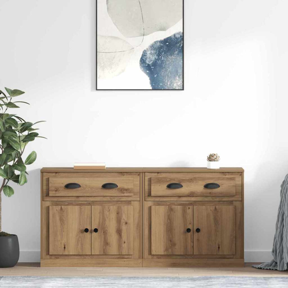 Vidaxl Sideboards With Drawer 2 Pcs Artisan Oak 70 X 35.5 X 67.5 Cm
