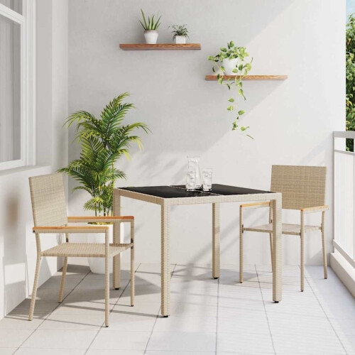 VidaXL vidaXL Garden Dining Set 3 pcs Beige Poly Rattan