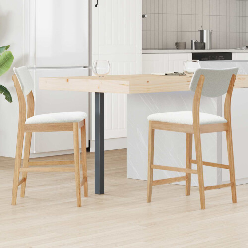 VidaXL vidaXL Dining Chairs 2 pcs Natural 48 x 49 x 95 cm Solid Rubber Wood