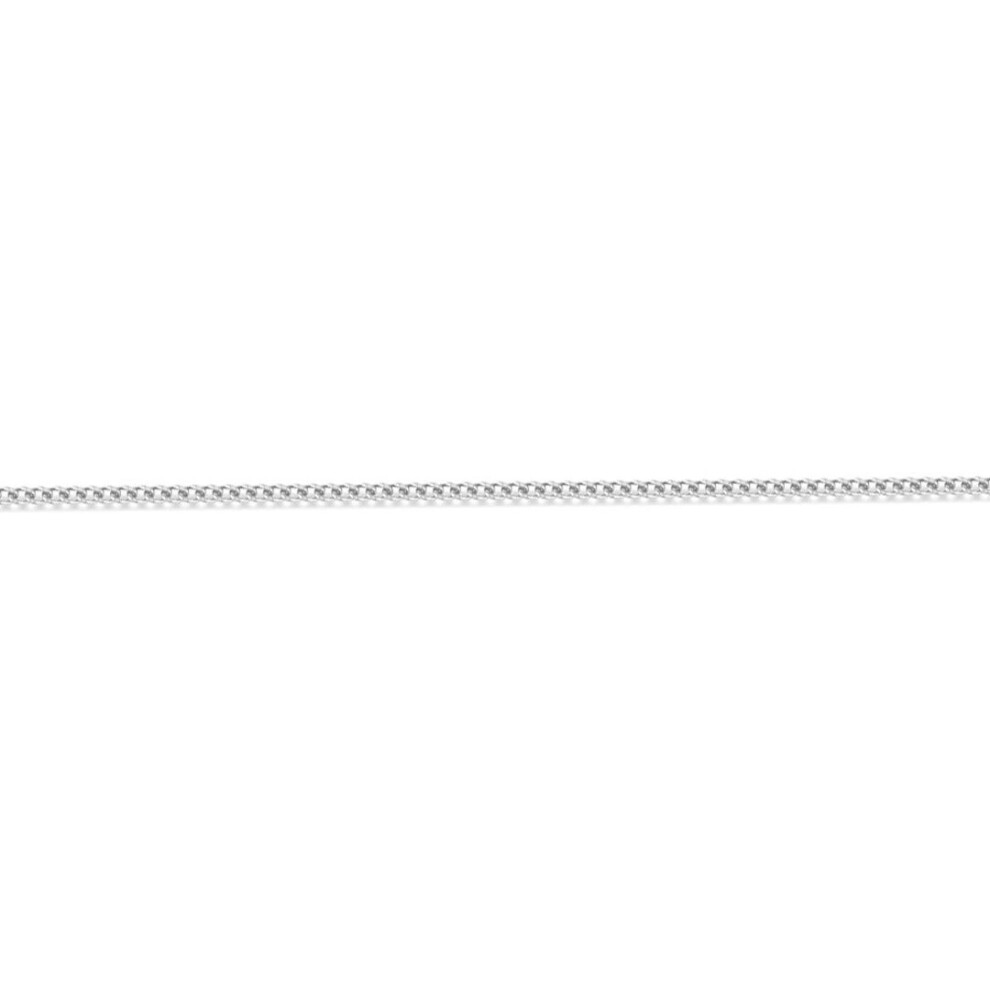 Jewelco London (16) Unisex Solid 18Ct White Gold Curb 0.8Mm Gauge Pendant Chain Necklace - Jcn051e