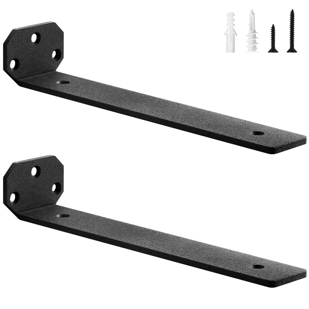 Scicent 2 Pack Floating Shelf Brackets Heavy Duty, 50Kg Capacity, 5Mm Thick, Wall Brackets For Shelves, Shelf Support With Screws (Black 20Cm) 5009101147404