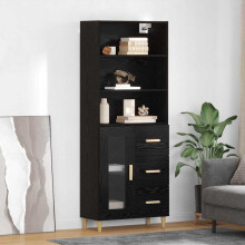 vidaXL Highboard Black Oak 69.5 x 32.5 x 180 cm Engineered Wood